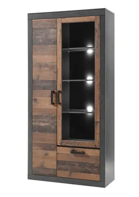 Produktbild von Große Vitrine Brooklyn - Oldwood ohne Beleuchtung