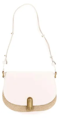 Image de Ted Baker sac à épaule Kkaia Twist Lock Detail Raffia Trim Shoulder Bag Ivory blanc