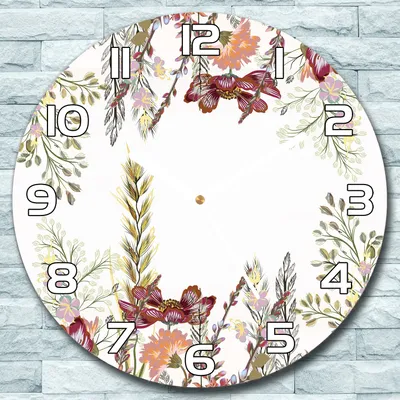 Produktbild von Wanduhr aus Glas Rund fi 30 Feldblumen Kunst Quarz Deko Schlafzimmer Büro