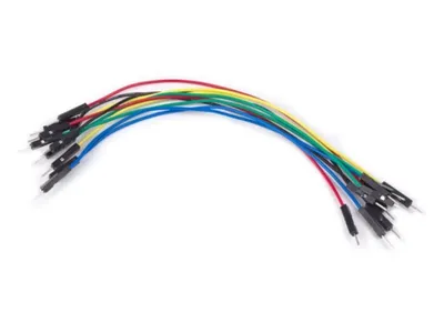 Produktbild von Velleman Steckbrücken, 1-polig, männlich zu männlich, 15 cm, Set mit 10 Stück, Kupfer, mehrfarbig