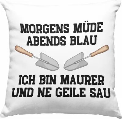 Produktbild von Trendation - Maurer Deko-Kissen mit Füllung 40x40 Geschenk Mit Spruch Maurer Geschenkidee Lustig Männer  Deko-Kissen mit Füllung 40x40 (Grau)