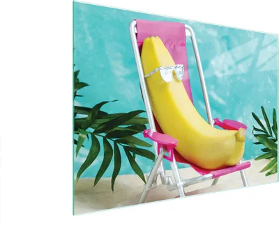 Productafbeelding van Glazen snijplank, 40x30 cm, bananenprint