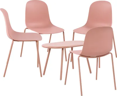 Produktbild von CLP 4er Sitzgruppe Veldin Set 1 Tisch 4 Stapelstühle wetterfest UV-beständig pink
