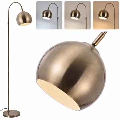Productafbeelding van Vloerlamp woonkamer - booglamp met E27 voetschakelaar in antiek brons