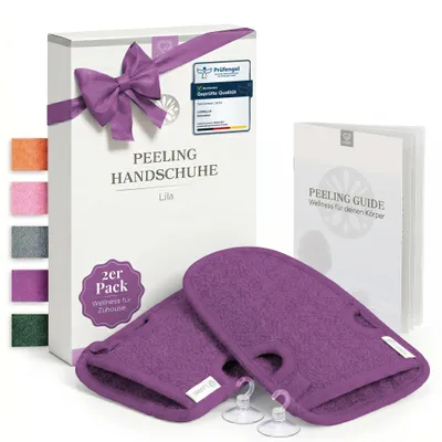 Produktbild von LoWell Peelinghandschuh 2er-Set Lila/Lila – mit 2 Saughaken