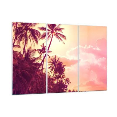 Produktbild von Bilder auf glas - palme dschungel - 105x70cm - Glasbilder - Wandbilder - Kunstdruck - zum Aufhängen bereit - Wanddekoration aus Glas - Glas Bilder - Wandbild auf Glas - 3 Teile - GCE105x70-3994