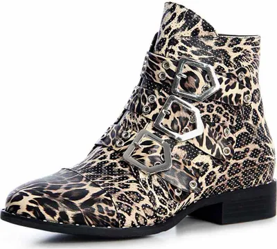 Produktbild von topschuhe24 1499 Damen Stiefeletten Biker Worker Boots Nieten Zierperlen, Farbe:Leooptik, Größe:37 EU