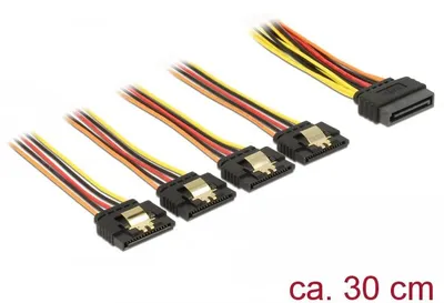 Imagen del producto de DELOCK Stromkabel 4x 15Pin SATA -> 2x 15Pin SATA St/Bu 30cm