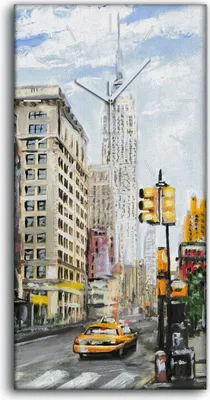 Produktbild von Wandbild Leinwand Bilder Wanduhr 30x60 Malerei Abstrakte Stadt Gebäude New York - weiße Hände