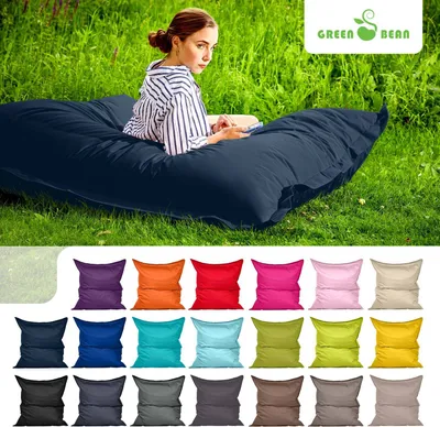 Produktbild von Green Bean® Indoor Sitzsack "Square" 120x160cm mit 270 Liter EPS Perlen Füllung - für Kinder & Erwachsene - Dunkelblau