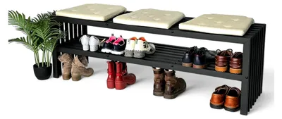 Produktbild von Schuhregal aus Metall in Schwarz mit 2 Ebenen