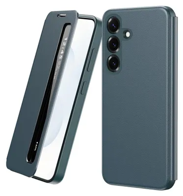 Immagine prodotto di Custodia per cellulare Smart View per Samsung Galaxy S26 Plus, custodia a libro in Pelle finta, verde