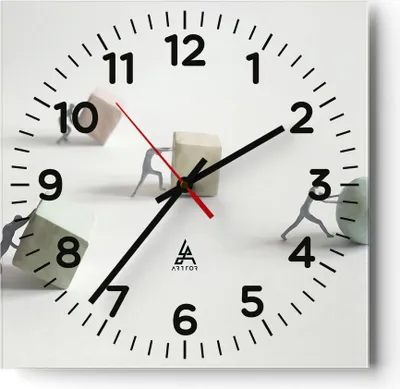 Produktbild von Wanduhr - Quadrat - Glasuhr - Symbol Kugel Würfel - 30x30cm - Schleichendes Uhrwerk - Lautlos - zum Aufhängen bereit - Dekoration Modern - Wanddekoration aus Glas - C4AC30x30-4688