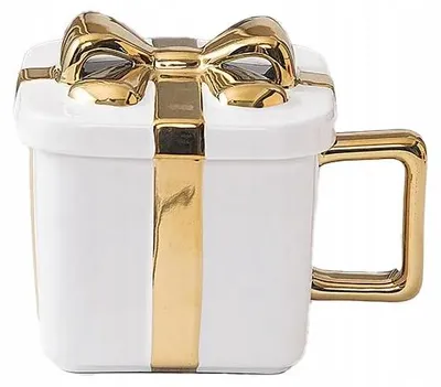 Imagen del producto de Taza de porcelana grande de 400 ml de oro blanco regalo para regalo