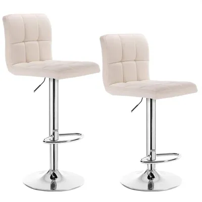 Produktbild von WOLTU Stilvoller Barhocker 2er Set aus Leinen & Metallbeinen cremeweiß
