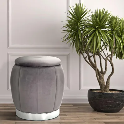 Immagine prodotto di Trevel - Pouf Contenitore, 43x43x43h cm Grigio, Forma Rotondo