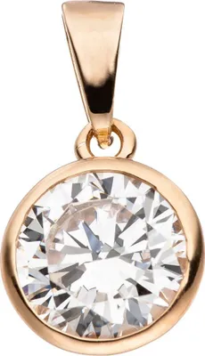 Produktbild von Solitär Anhänger mit Zirkonia weiß rund 925 Silber rotgold vergoldet Halsschmuck