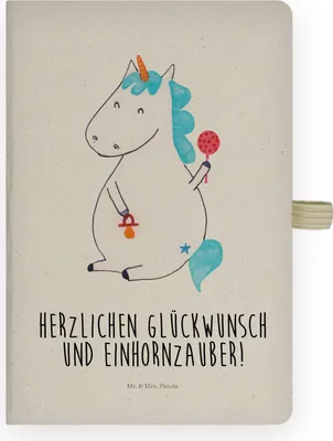 Produktbild von Mr. & Mrs. Panda Tagebuch Einhorn Baby - Transparent - Geschenk, Geburt, notizbuch, Adressbuch, Party, Mutter, Einhörner, skizzenbuch a4, Unicorn, Journal, Geburtstag