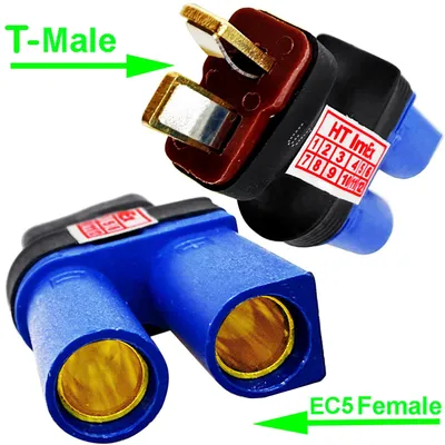 Produktbild von 5mm LiPo Akku Adapter EC5 Buchse auf T-Stecker T-Dean Male Connector