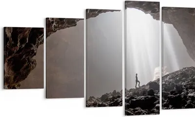Produktbild von Bild auf Leinwand - Leinwandbild - 5 Teile - Höhle Morgendämmerung Frau - 100x60cm - Wand Bild - Wanddeko - Wandbilder - Leinwanddruck - Bilder - Wanddekoration - Leinwand bilder - EG100x60-4468