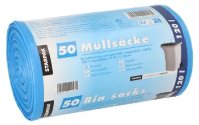 Produktbild von Papstar 12458, 120 l, Blau, Hart-Polyethylen (HDPE), 1100 mm, 700 mm, 50 Stück(e)