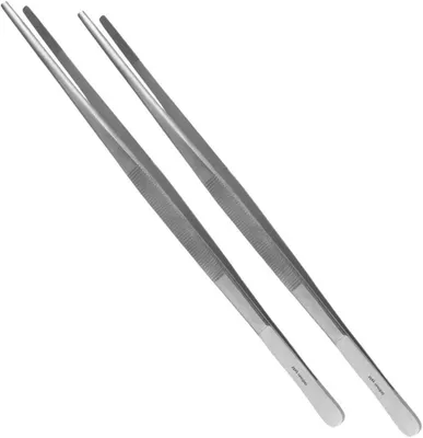 Productafbeelding van Kookpincetten Set - Keukenpincet Grilltang - Koken en Braden - Roestvrij Staal - 25 cm - Zilverkleurig