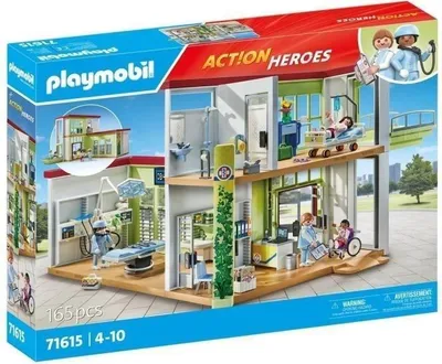 Produktbild von PLAYMOBIL Krankenhaus 71615 Action Heroes, Das Krankenhaus, 165 Teile, Mit Gründach