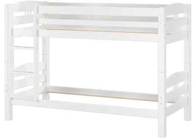 Produktbild von Etagenbett Kiefer weiß 90x200 Massivholzbett Kinderbett Zubehör wählbar V-60.10-09WRollrost und Matratze inkl.