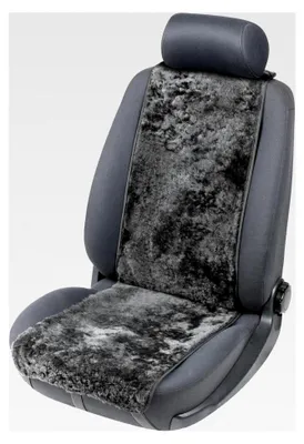 Produktbild von Sitzauflage aus Lammfell Cosmo, 100% Lammfell für Autositz, schwarzer Schonbezug