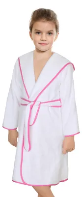 Produktbild von Frottee-Bademantel - Größe 5 - 7 Jahre - Weiß,Pink