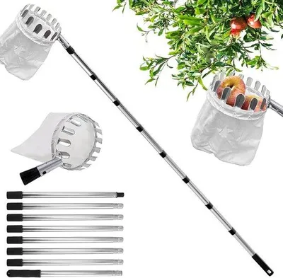 Produktbild von Fruitpflücker mit Tasche, 3,2 m lang, leichtes, verstellbares Stahlgerüst und Fruchttasche, für die Ernte von Äpfeln, Zitronen und Orangen.