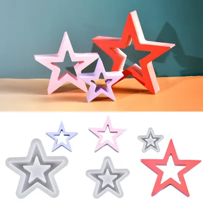 Produktbild von 3er Silikonform Weihnachten Stern, Silikonformen Gießformen Weihnachten Kerzenformen Zum Gießen, Hohle Sternförmige Silikonform