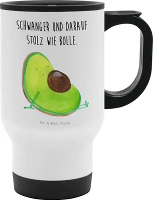 Produktbild von Mr. & Mrs. Panda thermosbecher Avocado Schwangerschaft - Weiß - Geschenk, Thermobecher To Go, Liebe, Kaffeebecher, Mehrwegbecher, Becher, Schwanger, Geburt