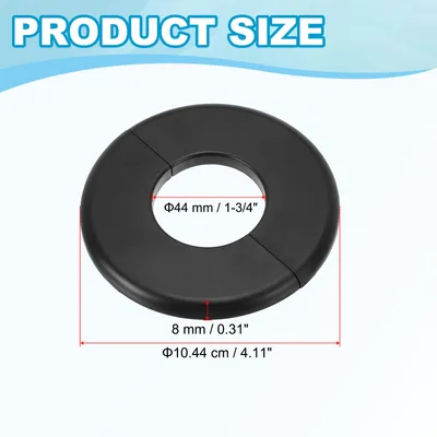 Produktbild von Rohrabdeckung Wand Split Flansch Rohrmanschette 1,73" (44mm), ABS Runde Selbstklebende Rosetten Wasserhahn Armaturen-Abdeckung fš¹r Kš¹che Badezimmer Armatur Dekoration, Schwarz