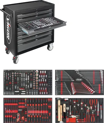 Produktbild von VIGOR Werkstattwagen Series XL Kunststoff-Arbeitsplatte mit Sortiment V4542