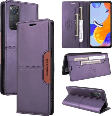 Produktbild von Handyhülle für Xiaomi Redmi Note 11 Pro 5G/4G Hülle, Leder Flip Wallet Kartenfach Stand Schutzhülle Lila