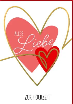 Produktbild von Hochzeitskarten A4 Alles Liebe Herz rot u. pink Große DIN-A4-Karte mit Umschlag XXL-Karte