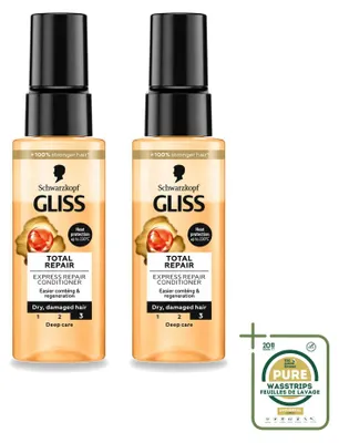 Productafbeelding van 2 x Schwarzkopf Gliss Total Repair Express Repair Conditioner, 70 ml - Voorraadverpakking - 2 stuks