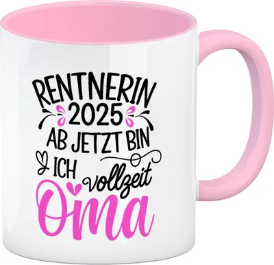 Produktbild von Rentnerin - Vollzeit Oma 2025 Kaffeebecher in rosa