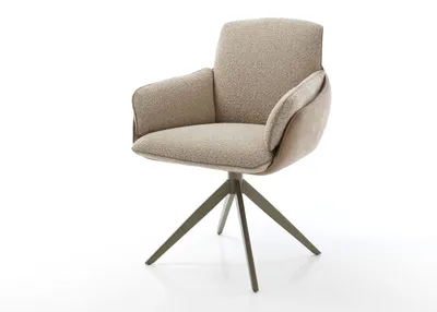 Produktbild von DELIFE Drehstuhl Luan-Flex mit Armlehnen Materialmix Schlamm Kreuzgestell breit Effektfinish Titan 360° drehbar Wippfunktion
