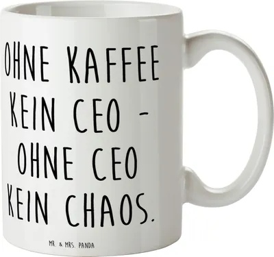Produktbild von Mr. & Mrs. Panda Kaffeetasse Spruch CEO ohne Chaos - Weiß - Geschenk, Exekutivverantwortung, Teetasse, kreative Geschenke, Berufsliebe, Unternehmensführung, Beruf, Humor