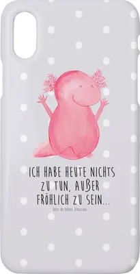 Produktbild von Mr. & Mrs. Panda Iphone 10 Handyhülle Axolotl Hurra - Grau Pastell - Geschenk, Freude, Handy, Motivation, Hülle, Cover, Zufriedenheit, X, Fröhlich