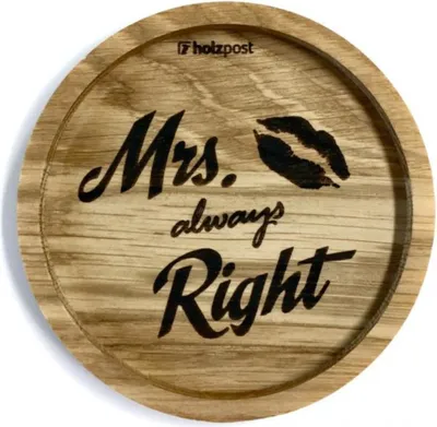 Produktbild von holzpost Untersetzer Mrs Always Eiche 11,2cm
