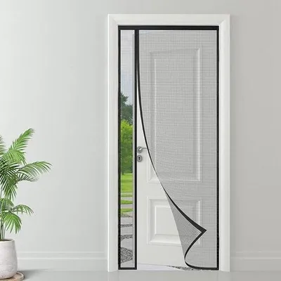 Produktbild von Magnetisches Fliegenschutzgitter für Tür – Ziehöffnung 90x220 cm – Einfache Montage ohne Bohren – Insektenschutz für Tür, Fenster, Balkon – Schwarz
