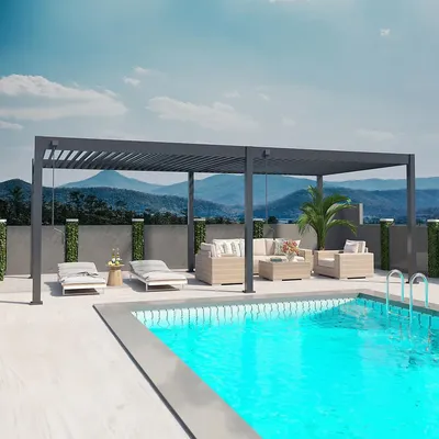 Produktbild von Weide Deluxe Pergola Voll-Aluminium 3,6x7,2m mit Lamellendach freistehend anthrazit