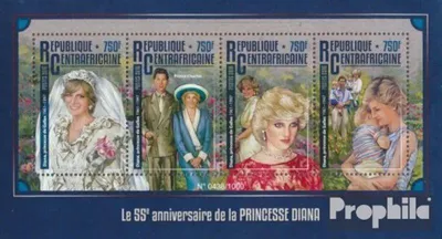 Produktbild von Briefmarken Zentralafrikanische Republik 2016 Mi 6055-6058 Kleinbogen (kompl. Ausgabe) postfrisch Prinzessin Diana