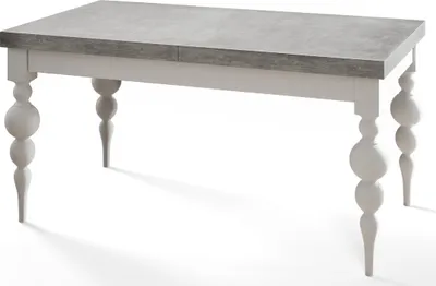 Immagine prodotto di Tavolo rettangolare per sala da pranzo LENA, tavolo allungabile, dimensioni: 140-180X80X78,5 cm, colore tavolo da soggiorno: grigio, con gambe del tavolo in bianco