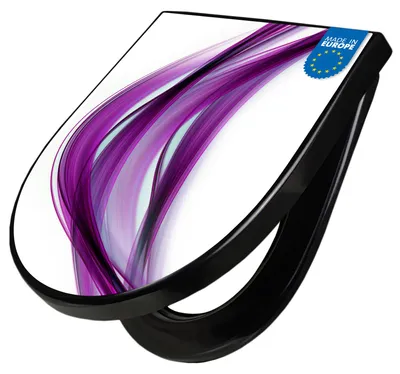 Produktbild von WC Sitz D-Form Schwarz mit Absenkautomatik Motiv Violet Element [TDSCH3 10146]