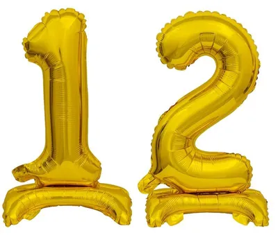 Produktbild von Stehender Folienballon Zahl 12 gold 38 cm 12. Geburtstag
