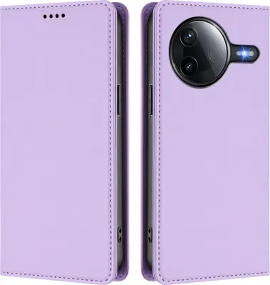 Immagine prodotto di Custodia in pelle per Xiaomi Poco F7 Pro/F7 Ultra, custodia a libro magnetica in Finto cuoio con supporto, viola chiaro